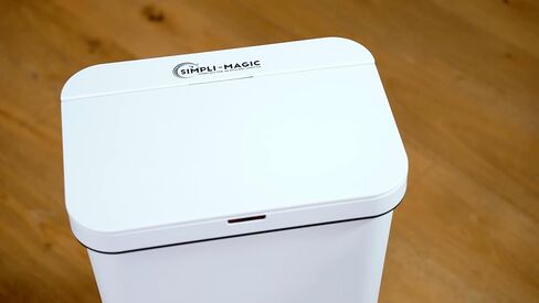 SIMPLI-MAGIC 79503 سلة مهملات بمستشعر بدون لمس سعة 13 جالون، سلة قمامة مستطيلة، مثالية للمنزل والمطبخ والمكتب باللون الأبيض in Kuwait