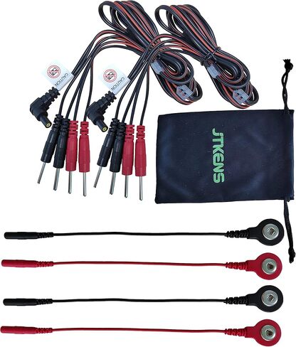 JTKENS 2pcs 4 in 1 Pin Type Electrode Lead Wires Cable for TENS/EMS/IF 2mm pin Cable connectors & 4pcs Tens Lead Wire Adapters in Kuwait