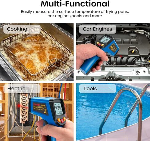 Ecowell Infrared Thermometer Gun, Temperature Gun, Laser IR Digital Temp Surface Tools Accessories, Heat Thermometer for Cooking Griddle Pizza Oven Engine, -58°F to 1120°F, Not for Humans, Non-Contact in Kuwait