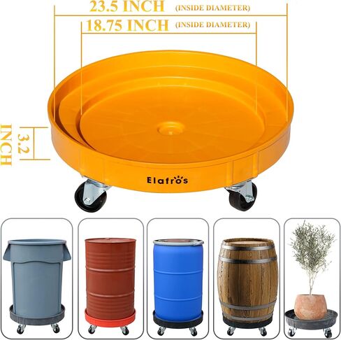 30 Gallon and 55 Gallon Heavy Duty Plastic Drum Dolly – Durable Plastic Drum Cart 900 lb. Capacity- Barrel Dolly with 5 Swivel Casters Wheel,Black in Kuwait