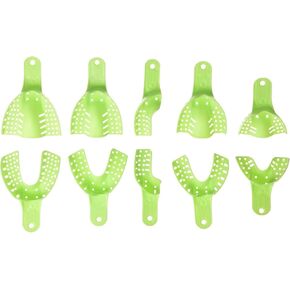Easyinsmile Generic Perforated Dental Impression Trays ,10 PCS Autoclavable Impression Trays Set Plastic Teeth Holder (Green) in Saudi Arabia