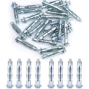 Heavy Duty Hollow Wall Anchors, Paick Zinc Plated Steel Molly Bolt Screws Set for Drywall, Plaster and Tile (30pcs M6x52)