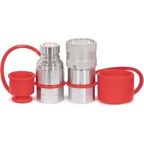 Hydraulic Solutions 1/2" Skid Steer Flat Face Hydraulic Quick Connect Couplers/Couplings Set with Dust Caps ISO12.5 Skid Steer Attachments 1/2 NPT Hydraulic Bobcat Parts in Saudi Arabia
