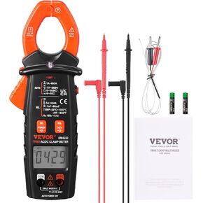 VEVOR Digital Clamp Meter T-RMS, 6000 Counts, 1000A Clamp Multimeter Tester, Measures Current Voltage Resistance Diodes Continuity Data Retention, NCV for Home Appliance, Railway Industry Maintenance