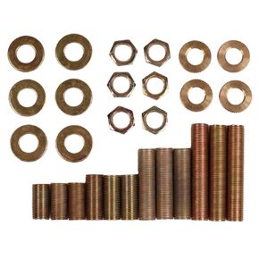 Creative Hobbies ELYPACK - 28 Piece Lamp Repair Hardware Assortment Pack - Pipe Nipples, Washers, Lock Nuts - Perfect for DIY Lamp Repairs and Projects
