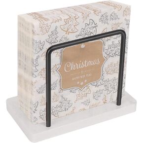 Napkin Holder, Metal Napkin Holder Modern Freestanding Tissue Paper Dispenser for Table Kitchen Countertop (Marble Base, Black) in Saudi Arabia