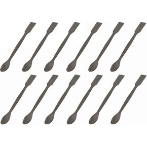 6PK Scoops with Spatula, 5.9" - Teflon Coated Stainless Steel - Non-Stick, Chemical Resistant - One Flat End, One Spoon End - Eisco Labs