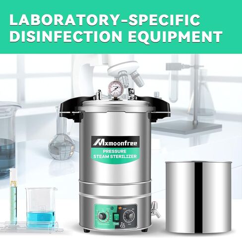 جهاز تعقيم موقوت بسعة 19 كوارت من Mxmoonfree، جهاز تعقيم بالبخار المضغوط، 15 رطل لكل بوصة مربعة عند 121 درجة مئوية، درجة مختبرية 110 فولت in Kuwait