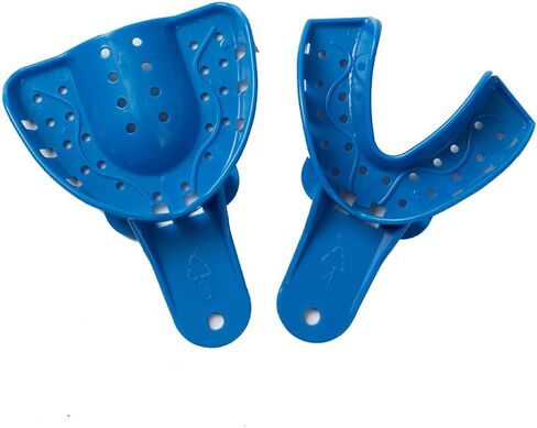 Dental Impression Trays Perforated Plastic Disposable Denture Instruments Tray Upper Lower (Large Upper 6pcs) in Kuwait