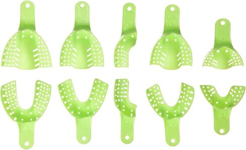 Easyinsmile Generic Perforated Dental Impression Trays ,10 PCS Autoclavable Impression Trays Set Plastic Teeth Holder (Green) in Saudi Arabia
