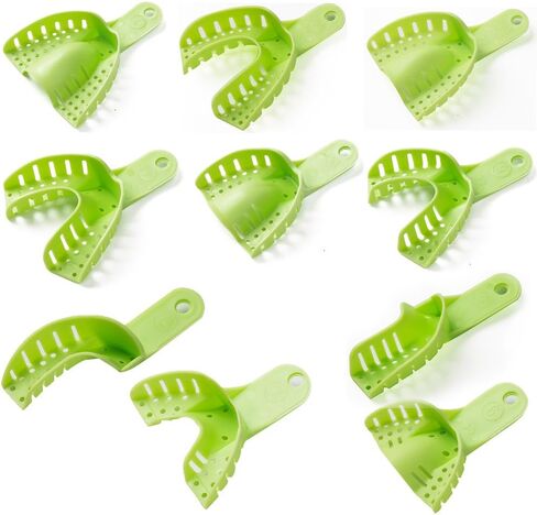 Easyinsmile Generic Perforated Dental Impression Trays ,10 PCS Autoclavable Impression Trays Set Plastic Teeth Holder (Green) in Saudi Arabia