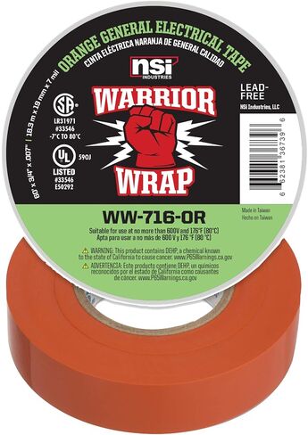 WarriorWrap General 3/4 in. x 60 ft. 7 mil Vinyl Electrical Tape, Orange in Kuwait