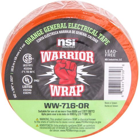 WarriorWrap General 3/4 in. x 60 ft. 7 mil Vinyl Electrical Tape, Orange in Kuwait