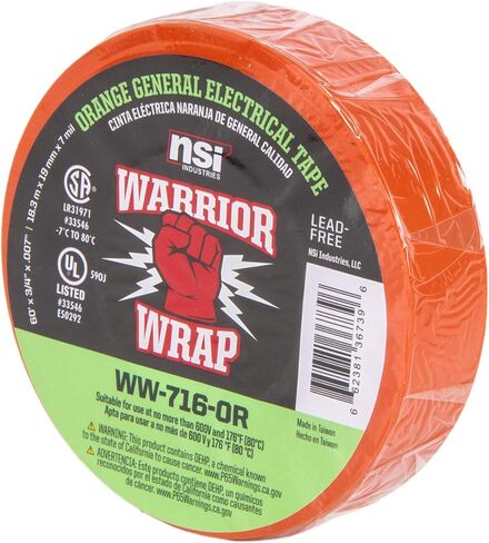 WarriorWrap General 3/4 in. x 60 ft. 7 mil Vinyl Electrical Tape, Orange in Kuwait