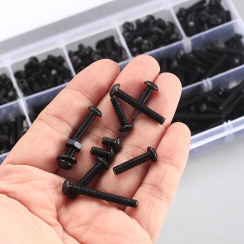 مجموعة متنوعة من الصواميل والمسامير المترية، 520 قطعة M4 براغي ذات غطاء سداسي برأس زر M4 وصواميل سداسية ومجموعة غسالة مسطحة، محرك ألين سداسي أسود، ملولب بالكامل، سبائك فولاذية بدرجة 10.9 in Kuwait