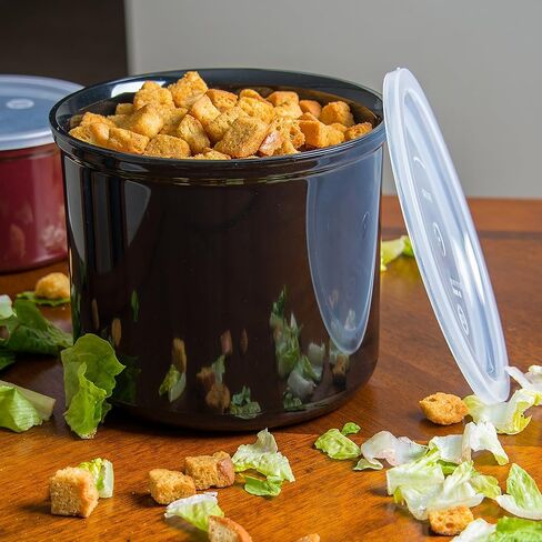 Carlisle FoodService Products Round Storage Container with Lid, 4 Quart Crock, Black in Kuwait