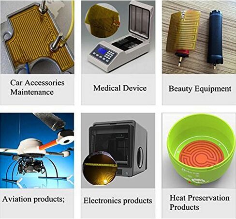 4 قطع لوحة لاصقة لسخان الفيلم، Icstation PI عناصر التسخين فيلم 12 فولت 7 واط شريط سخان لاصق بوليميد لوحة سخان 25 مم × 50 مم in Kuwait