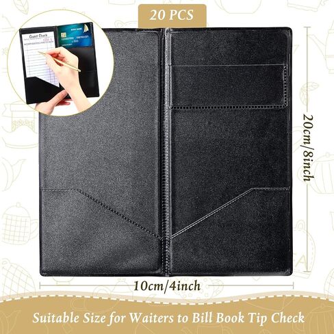 Potchen 20 Pcs Check Presenters for Restaurants, Guest Check Card Holders Black Restaurant Bill Book Tip Check Holders with Gold Thank You Imprint Guest Checkbook for Servers Waitress Waiter in Kuwait