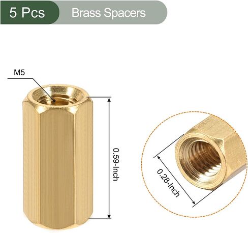 YOKIVE 5 Pcs M5 Spacers, Brass Hex PCB Standoffs Nuts, Keep Height Consistent, Great for Motherboard, Circuit Board, Electronics (Gold Tone, 15mm) in Saudi Arabia