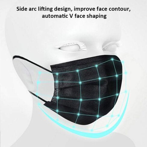 100 Pack Made in USA Black Disposable Face Masks -3 Layer Medical Masks Disposable for Adults Home Office Outdoor and School in Kuwait