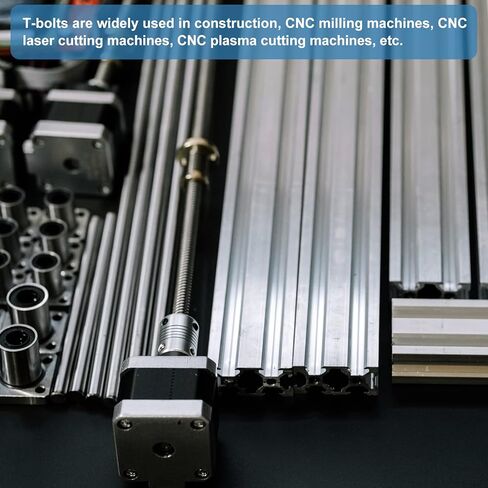 DTGN M5x12mm(DXL) T-Slot Drop-in Stud Sliding Screw Bolt - 8Pack - Good for Construction Industry - Carbon Steel T Shape Screws - Silver Tone in Kuwait