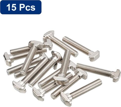 Uxcell M8x45mm T فتحة مسمار منسدل، 15 قطعة رأس مطرقة T-Bolt T شكل مسمار منزلق لملف ألومنيوم 40 سلسلة in Saudi Arabia