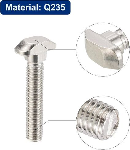 Uxcell M8x45mm T فتحة مسمار منسدل، 15 قطعة رأس مطرقة T-Bolt T شكل مسمار منزلق لملف ألومنيوم 40 سلسلة in Saudi Arabia