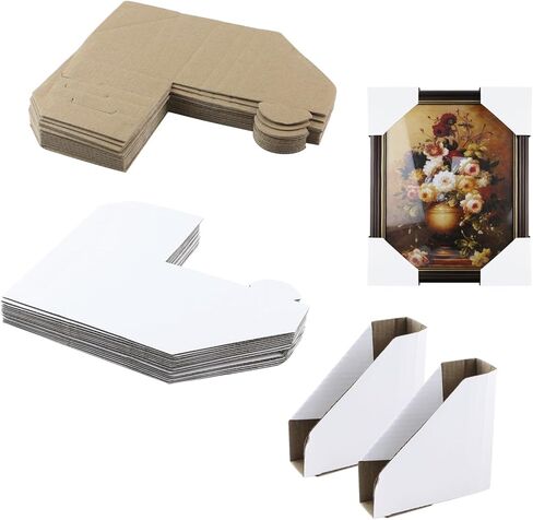 واقيات زوايا بإطار أبيض من Edema مقاس 2.54 سم، 3.81 سم، 5.08 سم، إطار صورة قابل للتعديل من الورق المقوى، عبوة من 28 قطعة للتعبئة والتحريك والتخزين in Kuwait