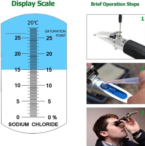 مقياس انكسار الملوحة 0~28% لقياس محتوى كلوريد الصوديوم في المياه المالحة ومياه البحر والصناعة. مقياس ملوحة للطعام مع تعويض تلقائي لدرجة الحرارة (ATC) in Kuwait