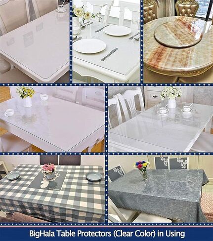 PVC Tablecloth Cover Clear Plastic Table Protector Vinyl Table Cloths Wate Rresistant Waterproof Wipeable Furniture Topper Pad for Bench Entryway Coffee Side Bedside Mat Desk Pad Rectangle 8 x 30 36 in Kuwait