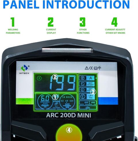 ماكينة لحام عصا HITBOX 130A، جهد مزدوج 110 فولت/220 فولت 2 في 1 ARC MMA رفع Tig مع تحكم تآزري، آلة لحام صغيرة ومحمولة مع شاشة LCD رقمية مقاومة للالتصاق بقوة القوس الساخنة in Kuwait