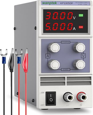 مصدر طاقة تيار مستمر متغير، قابل للتعديل 30 فولت 5 أمبير منظم لتحويل التيار الكهربائي مع 4 شاشات LED رقمية، مزود طاقة للمقعد مع تعديلات خشنة ودقيقة (00.01 فولت، 0.001 أمبير) in Kuwait