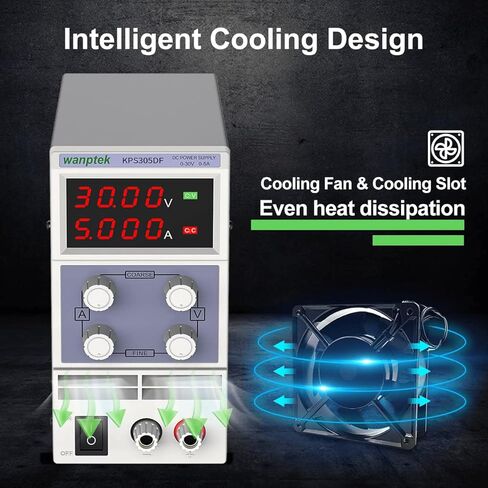 مصدر طاقة تيار مستمر متغير، قابل للتعديل 30 فولت 5 أمبير منظم لتحويل التيار الكهربائي مع 4 شاشات LED رقمية، مزود طاقة للمقعد مع تعديلات خشنة ودقيقة (00.01 فولت، 0.001 أمبير) in Kuwait