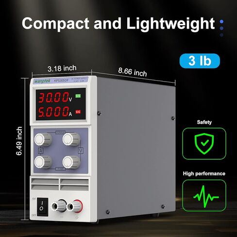 مصدر طاقة تيار مستمر متغير، قابل للتعديل 30 فولت 5 أمبير منظم لتحويل التيار الكهربائي مع 4 شاشات LED رقمية، مزود طاقة للمقعد مع تعديلات خشنة ودقيقة (00.01 فولت، 0.001 أمبير) in Kuwait