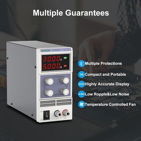 مصدر طاقة تيار مستمر متغير، قابل للتعديل 30 فولت 5 أمبير منظم لتحويل التيار الكهربائي مع 4 شاشات LED رقمية، مزود طاقة للمقعد مع تعديلات خشنة ودقيقة (00.01 فولت، 0.001 أمبير) in Kuwait