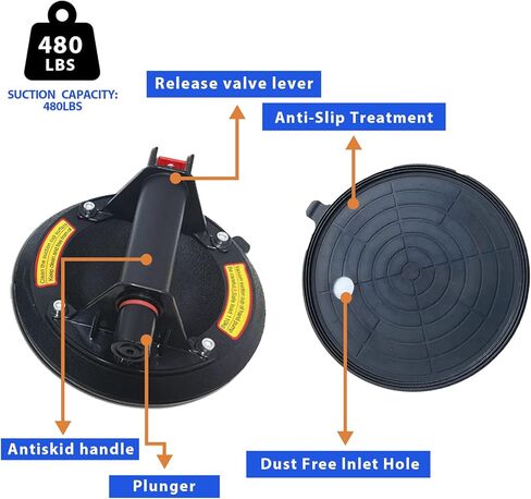 MEHIDFY عبوة من كوبين شفط زجاجيين، كوب شفط عالي التحمل مقاس 8 بوصات لرفع الزجاج الكبير، رافع كأس شفط صناعي للنوافذ والبلاط، سعة تحميل 480 رطل، مع وسادات وقفازات مزدوجة (حقيبة حمل واحدة) in Kuwait