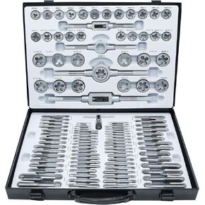 GMTOOLS 60PCS مجموعة الصنبور والقالب، الحجم القياسي المتري M3 إلى M12، مجموعة أدوات الخيط مع ملحقات كاملة وحقيبة تخزين، مجموعة أدوات الصنبور للخيوط وإعادة الخيوط الداخلية والخارجية in Kuwait