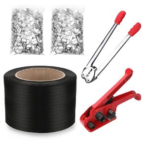 Banding Strapping Kit 3/4" x 250' Woven Cord Strapping Kit Packaging Strapping, Woven Cord Strapping Roll with 50 Pack Metal Strapping Wire Buckles (White(Woven Cord Strapping Kit)) in Saudi Arabia