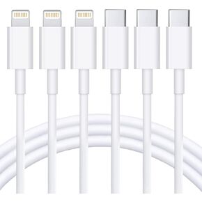 USB C to Lightning Cable 3Pack 6FT [Apple MFi Certified] iPhone Fast Charger Cable USB-C Power Delivery Charging Cord for iPhone 14/13/12/11/XS/XR/X/8/iPad, White