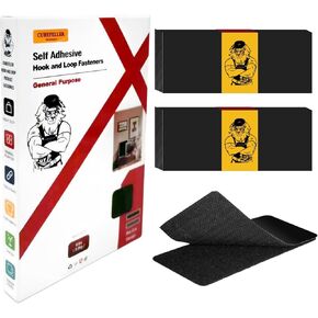CUBEFELLER® 1x4 Inch Hook and Loop Strips with Adhesive (18 Sets) - Black, Heavy Duty Industrial Strength Stick On Hook and Loop Tape,Indoor or Outdoor Use