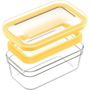 Plastic Butter Cutter Slicer, Butter Dish Container with Lid for Fridge, Easy Cutting Two 4oz Sticks Butter(Not Airght, Small 200g)