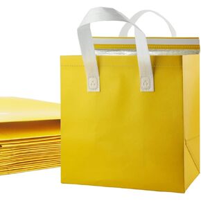 Insulated Take Away Bags,Thermal Insulation Food Bag for Coffee,Milky Tea,Take-away Dinner,Fresh Seafood,Cold or Warm Food drive for Restaurant,Retail Store or Picnic/BBQ (Black / 12pack)