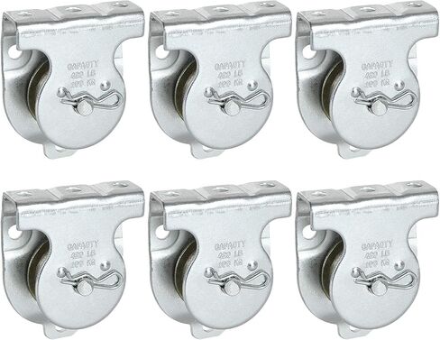 ABuff 6 Pcs Silver Fixed Pulley，Zinc Plated 3 x 2-1/5 Inch Cable Pulleys, Silver Small Pulleys with 6 Screws Holes, Wall Mount Rope Pulley with 421 Lbs Capacity Fit 1/2 Inch Rope for Lifting in Kuwait