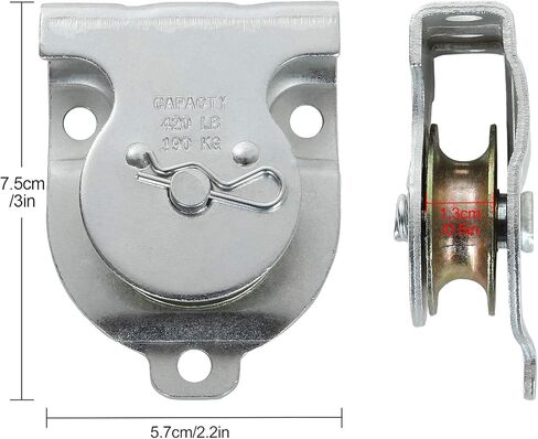 ABuff 6 Pcs Silver Fixed Pulley，Zinc Plated 3 x 2-1/5 Inch Cable Pulleys, Silver Small Pulleys with 6 Screws Holes, Wall Mount Rope Pulley with 421 Lbs Capacity Fit 1/2 Inch Rope for Lifting in Kuwait