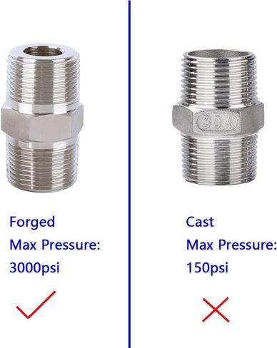 Yoebor مزورة 304 الفولاذ المقاوم للصدأ تركيب الأنابيب عرافة الحلمة 3/4 "NPT ذكر × 3/4" NPT ذكر فئة 3000 (حزمة من 1) in Saudi Arabia