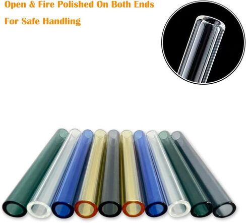 10 Pieces of Colorful Glass Tubes 3 Inches Long 12mm OD 8mm ID 2mm Thickness Glass Borosilicate Blowing Tubes in Saudi Arabia