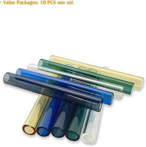 10 Pieces of Colorful Glass Tubes 3 Inches Long 12mm OD 8mm ID 2mm Thickness Glass Borosilicate Blowing Tubes in Saudi Arabia