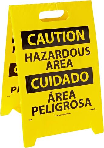 لافتة أرضية مزدوجة الجوانب NMC FS26، Legend "تحذير - منطقة خطرة على الأرضيات الرطبة"، طول 30.48 سم × ارتفاع 50.8 سم، كوروبلاست، أسود على أصفر in Kuwait