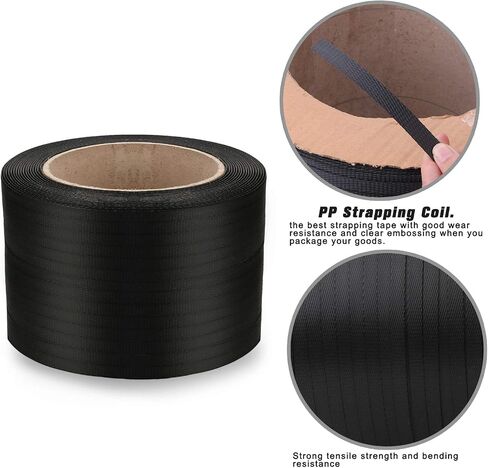 Banding Strapping Kit 3/4" x 250' Woven Cord Strapping Kit Packaging Strapping, Woven Cord Strapping Roll with 50 Pack Metal Strapping Wire Buckles (White(Woven Cord Strapping Kit)) in Saudi Arabia