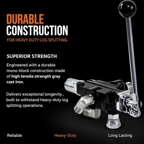Hydroworks by SuperHandy Hydraulic Directional Control Valve Log Splitter Kick Off Control Valve Flow 18 GPM Max 3000 PSI High Strength Cast Iron in Saudi Arabia
